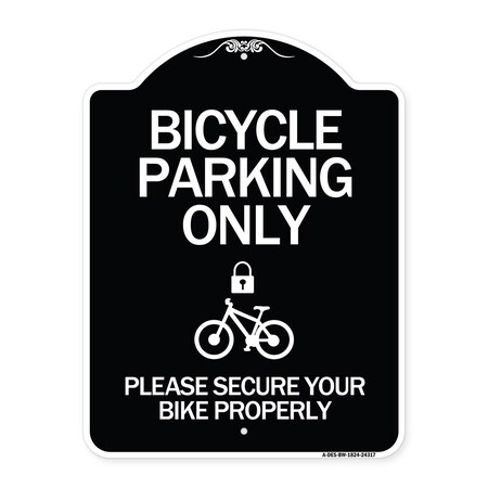 Signmission Bicycle Parking Please Secure Your Bike Properly Heavy-Gauge Aluminum Sign, 24" x 18", BW-1824-24317 A-DES-BW-1824-24317